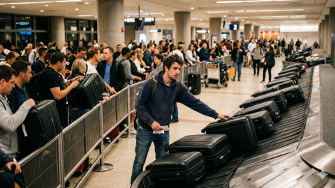Valises identiques sur tapis bagages