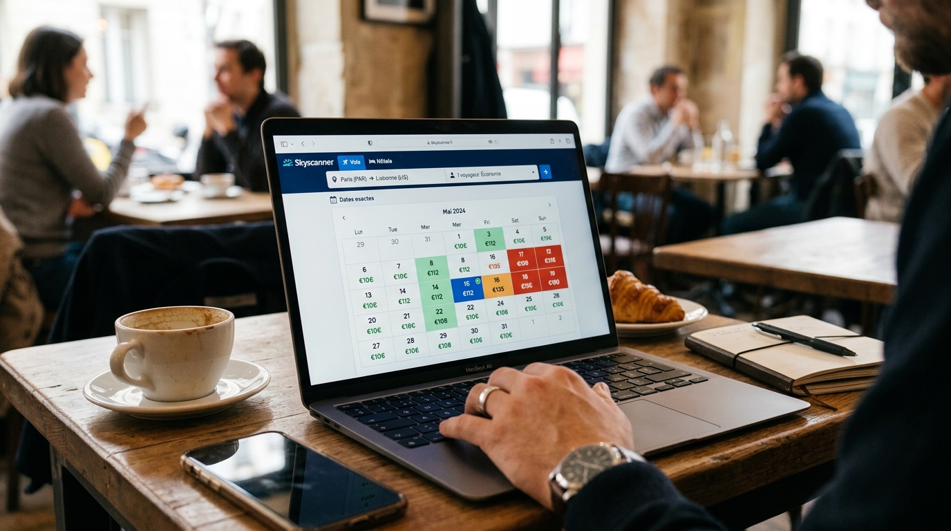 Calendrier de prix d'un vol avec des variations de tarifs selon les dates