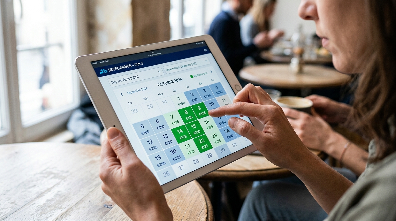 Calendrier de réservation de vol avec fenêtre de prix optimale mise en évidence