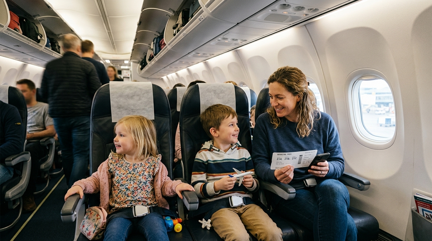 Disposition sièges avion famille avec enfants petits