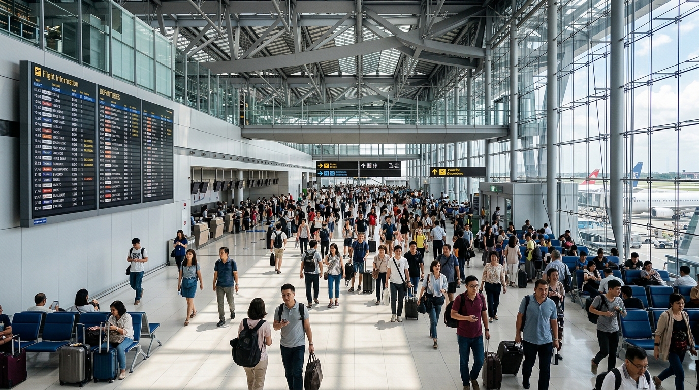 Avion vietnamien sur piste d'aéroport international