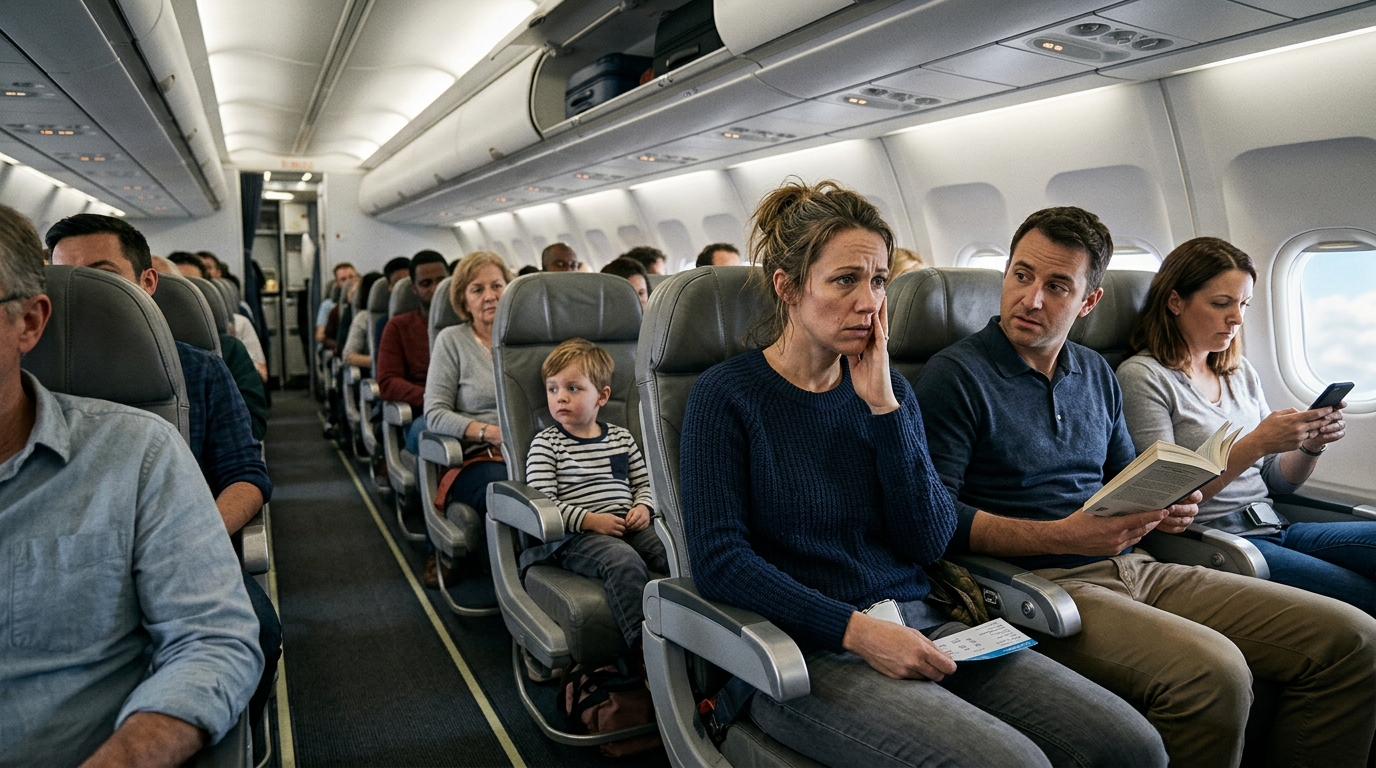 Parent séparé de son enfant dans un avion