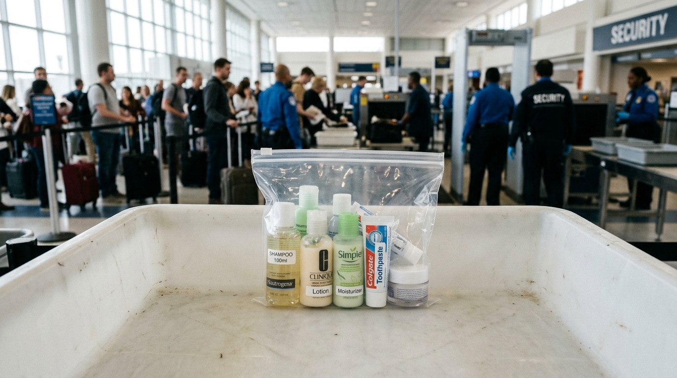 Règles des liquides en cabine avec des flacons de moins de 100 ml dans un sac transparent