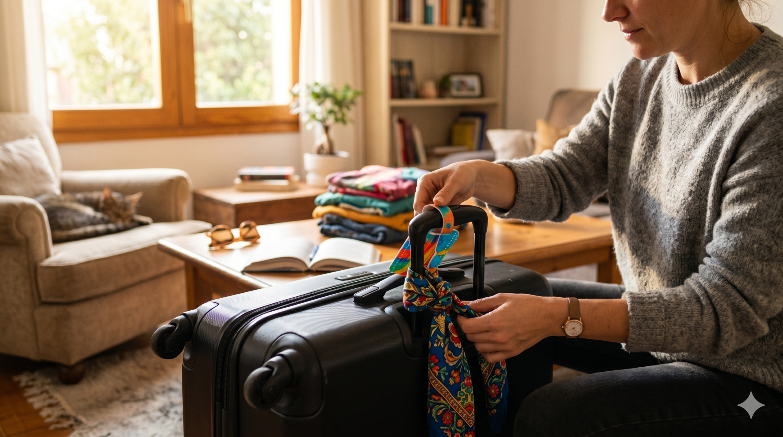 Voyageur remplissant une étiquette bagage personnalisée avant un voyage