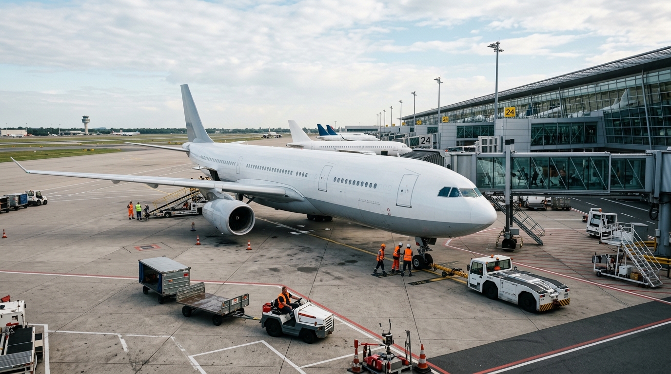 Airbus A320 sur le tarmac de l'aéroport de Gatwick au Royaume-Uni
