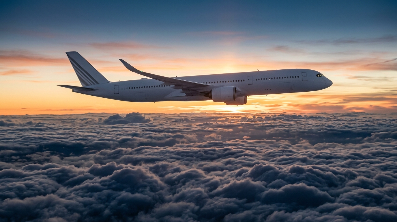 Airbus A350-1000 en vol long-courrier au dessus des nuages