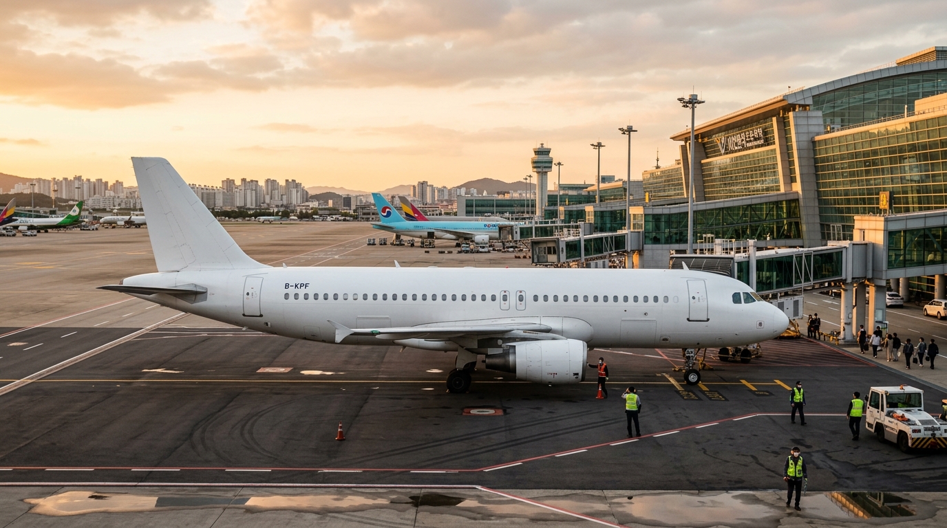 Avion Korean Air sur le tarmac de l'aéroport d'Incheon à Séoul