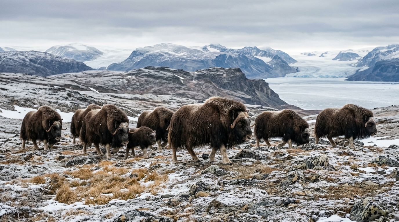 Observation de bœufs musqués dans la toundra arctique du Groenland