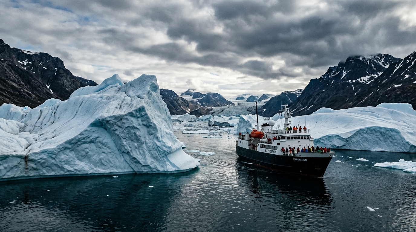 Glacier du parc national du Nord-Est Groenland vu depuis un bateau d'expédition