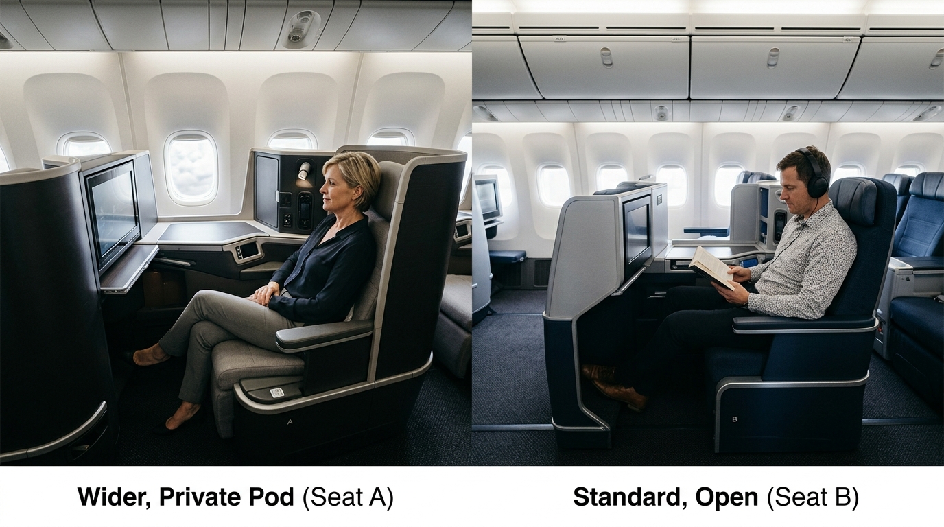 Comparaison visuelle de sièges classe affaires entre compagnies aériennes premium