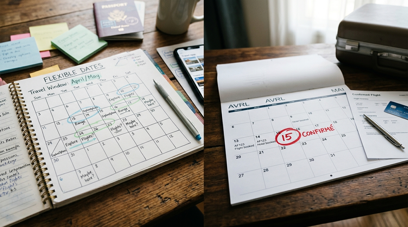 Comparaison de prix sur un calendrier de réservation de vol montrant des variations tarifaires selon les dates
