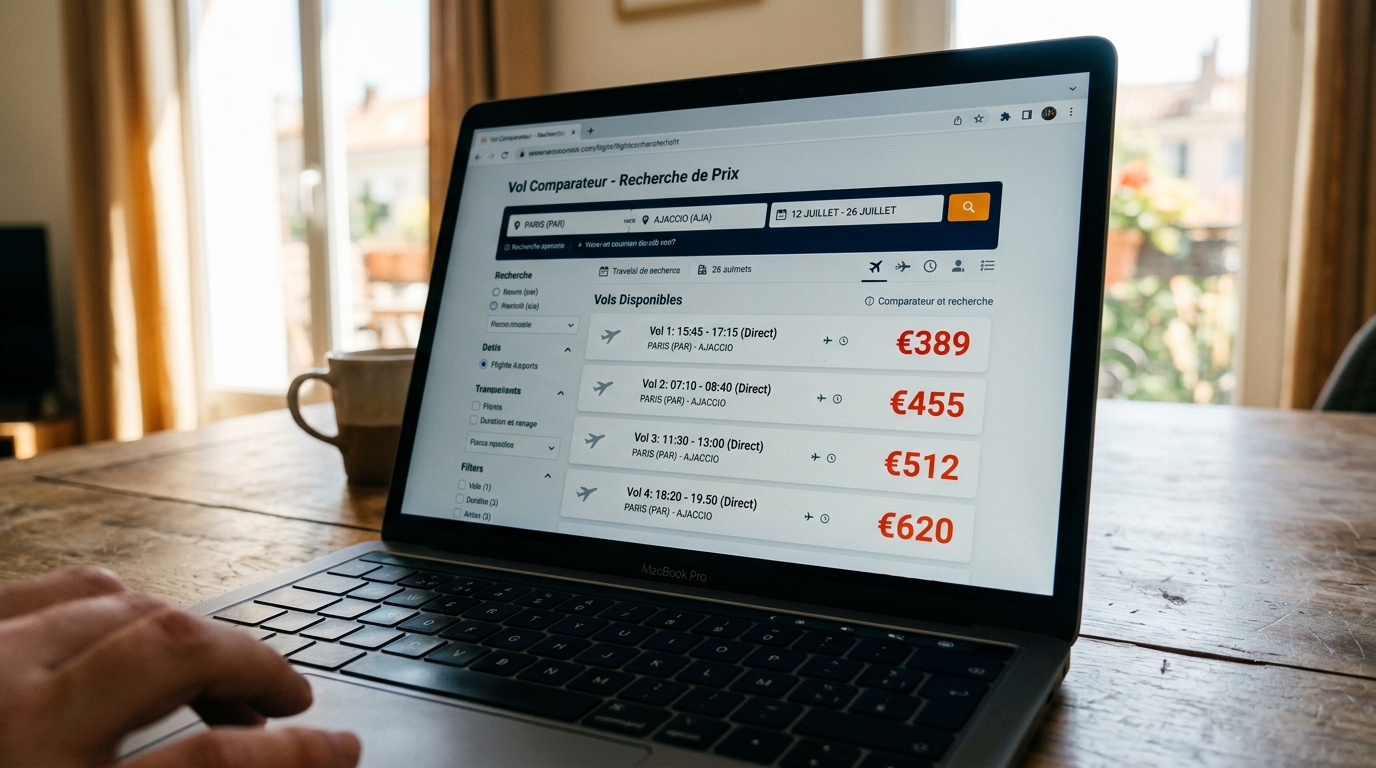 Aéroport bondé en été avec tableau des départs et prix de vols élevés