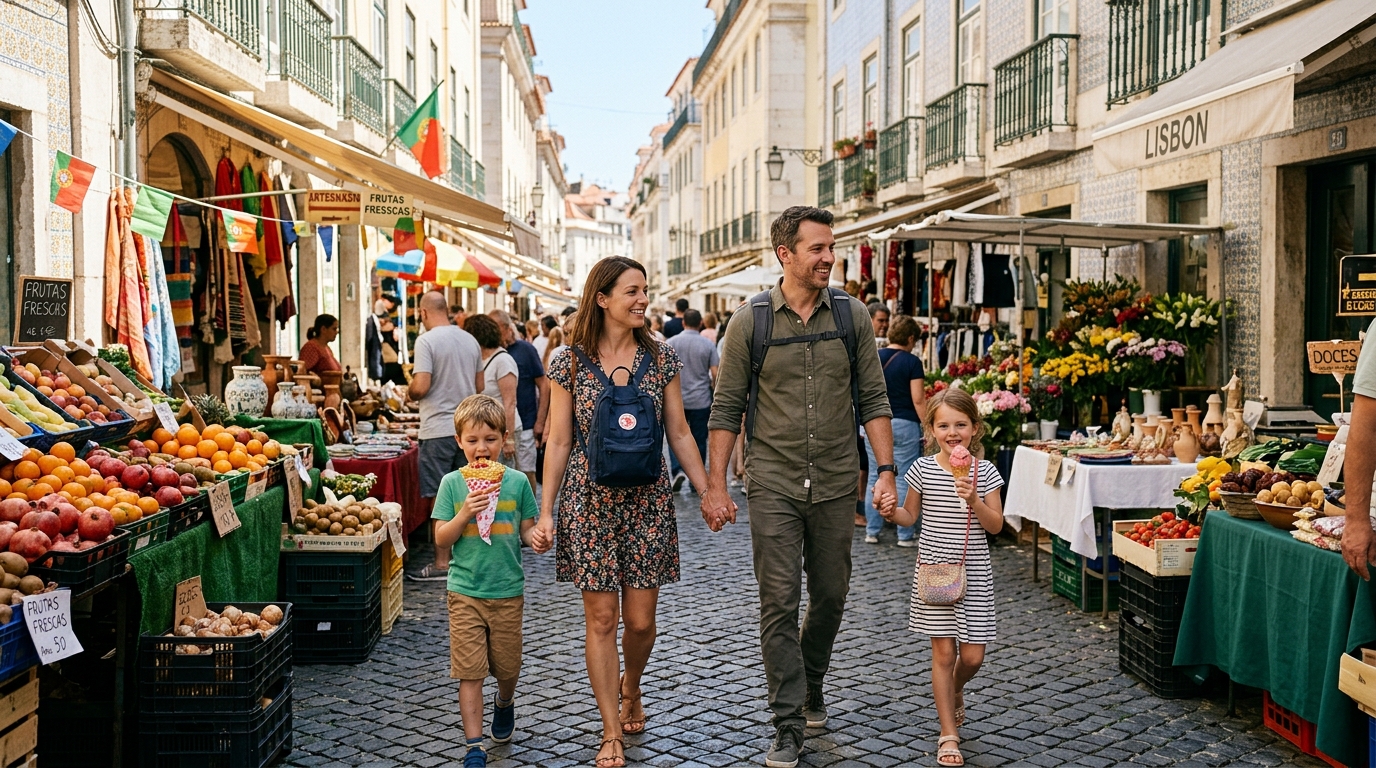 Famille arrivant dans un appartement loué pour les vacances à petit budget