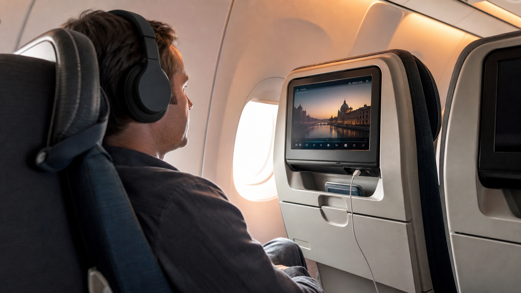 Prise USB et écran de divertissement sur siège Alaska Airlines rénové