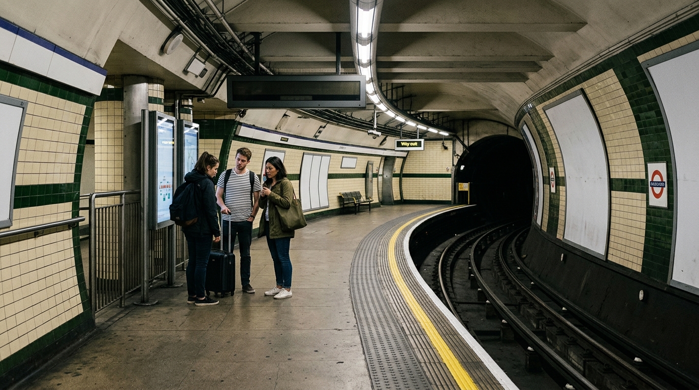 Station de métro londonienne vide pendant une grève du Tube en 2026