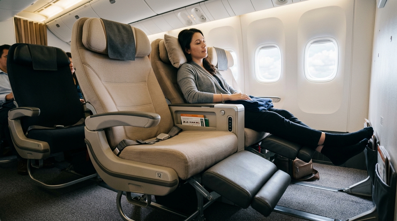 Siège Premium Economy EVA Air spacieux en cabine long-courrier