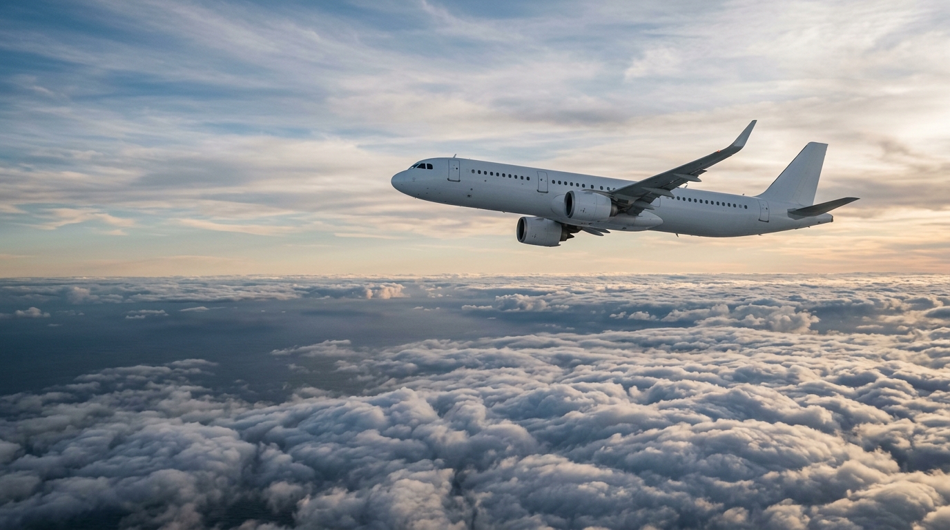 Airbus A321LR en vol transatlantique au-dessus de l'Atlantique