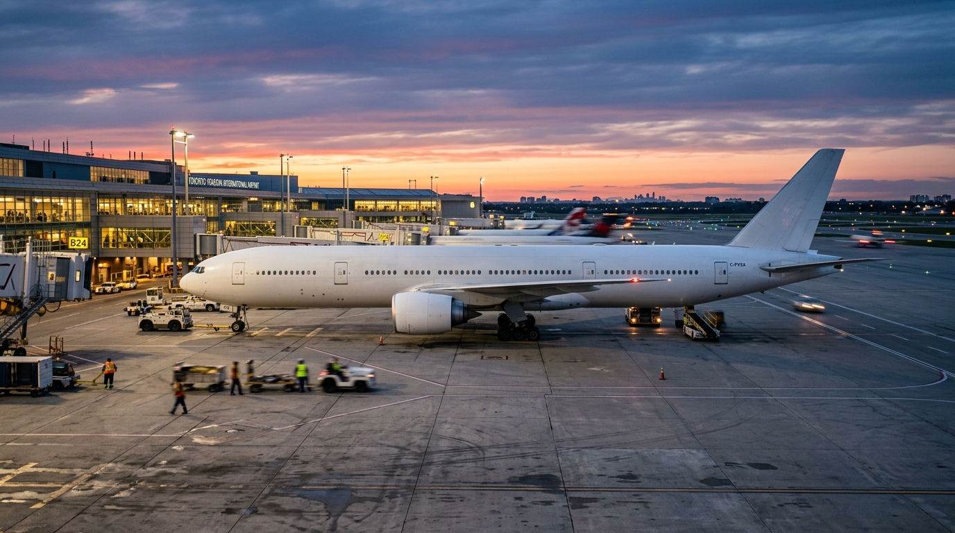 Avion Air Canada sur le tarmac d'un aéroport nord-américain