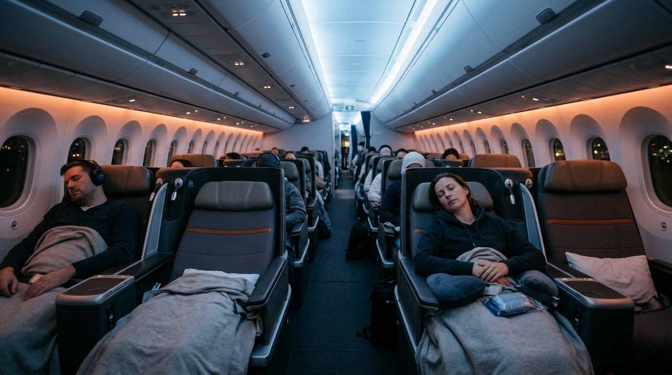 Avion Qantas en vol au-dessus des nuages sur une liaison long-courrier