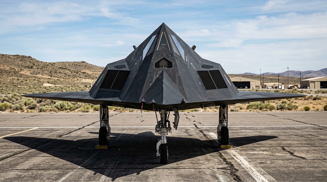 F-117 Nighthawk en vol au-dessus du désert américain