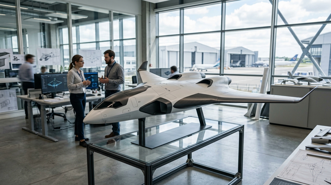 Maquette conceptuelle du futur avion long-courrier Boeing 797