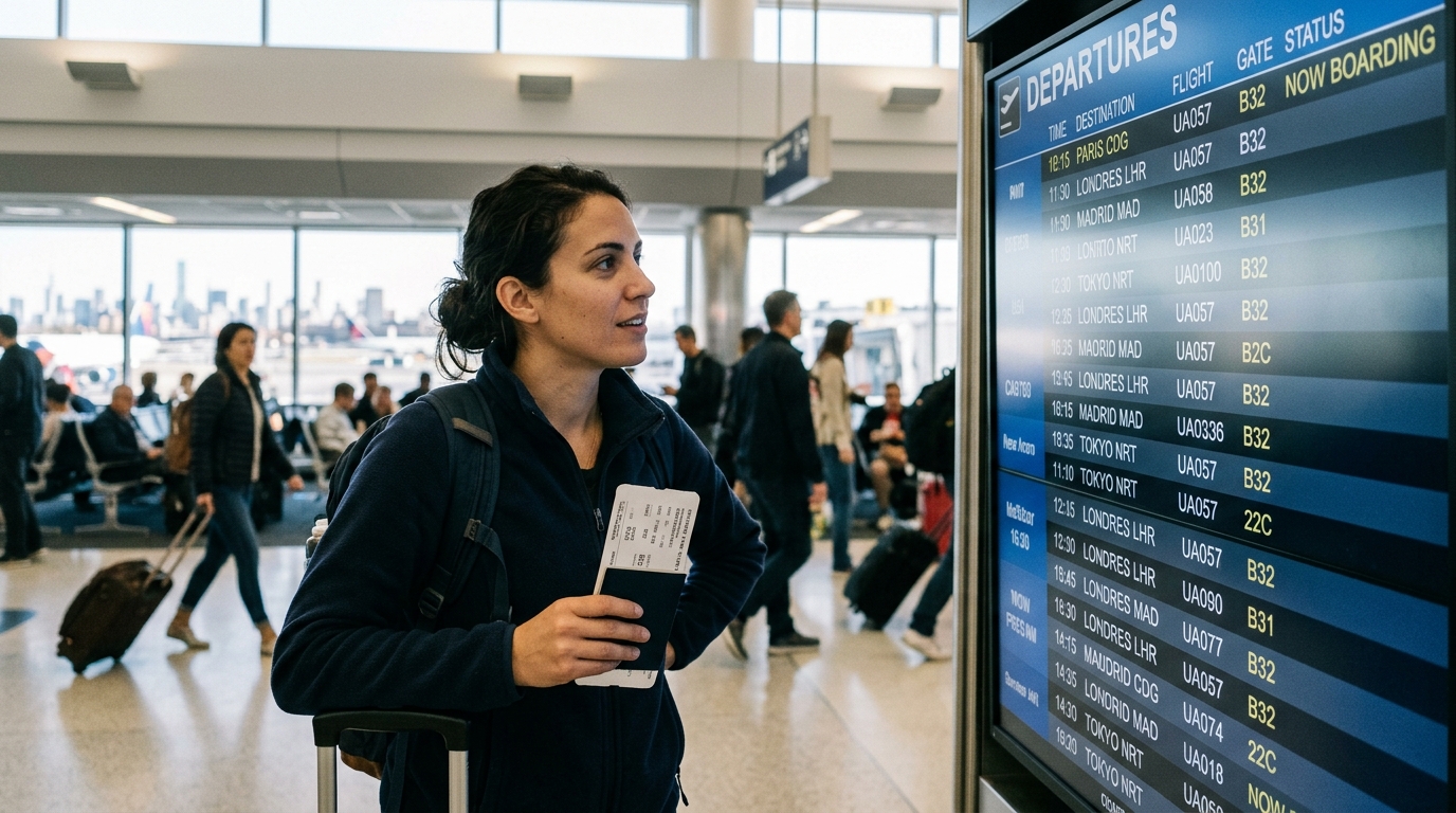 Voyageur vérifiant son billet Delta à l'aéroport de New York